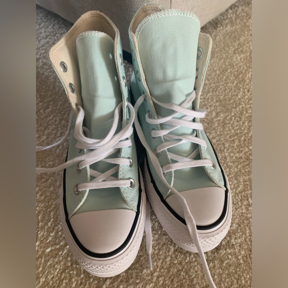 Mint Green High-Top Sneakers with platform
